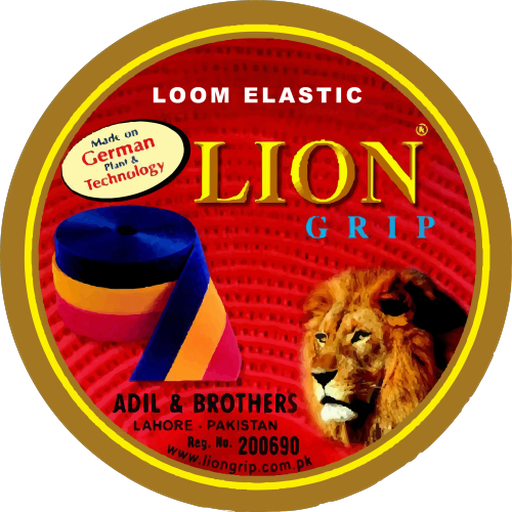 Lion Grip loom elastic label – Adil & Brothers, Lahore, Pakistan